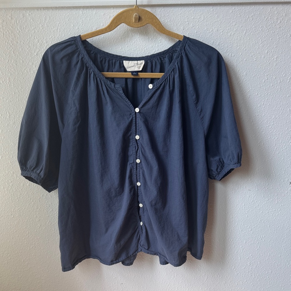 Universal Thread Navy Button-Front Peasant Blouse